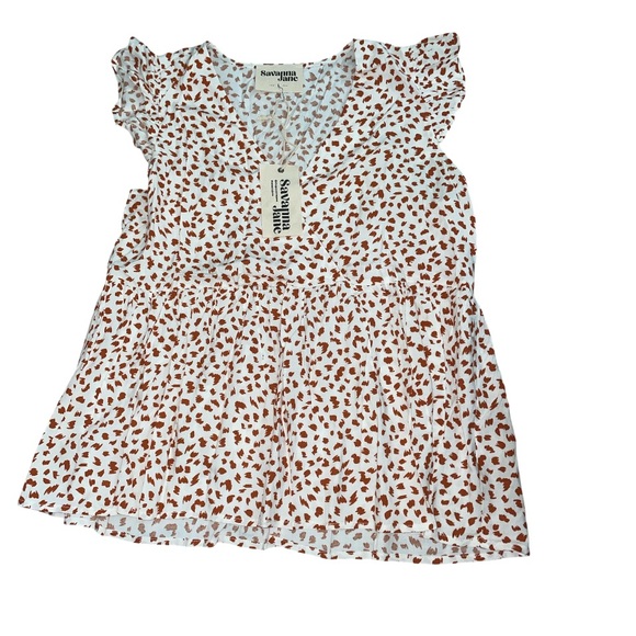 Savanna Jane Tops - Savanna Jane Ruffle-Sleeve Animal-Style Print Top
